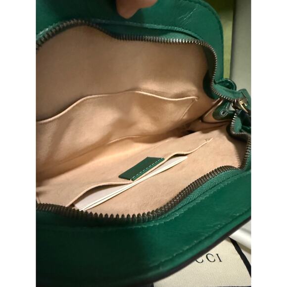 $2316 Gucci Marmot Rebelle Feline Bag Small - Emerald Green - Picture 9 of 14